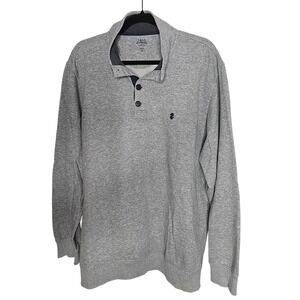 IZOD Saltwater‎ Breaker Classics Gray Long Sleeve Button Mock Neck Mens